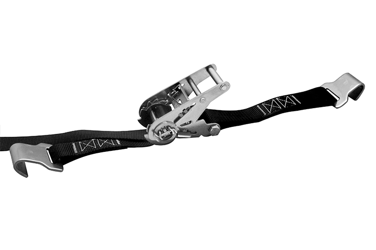 Ratchet Assembly with Flat Hooks, stainless steel flat hooks, nylon webbing, 1